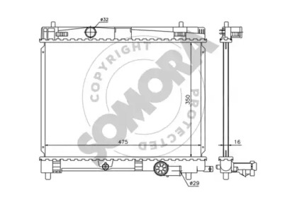Радиатор, охлаждение двигателя SOMORA 313840