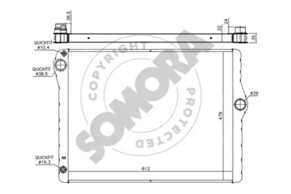Радиатор, охлаждение двигателя SOMORA 041440B