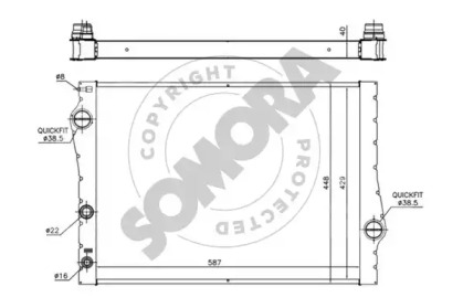 Радиатор, охлаждение двигателя SOMORA 043240