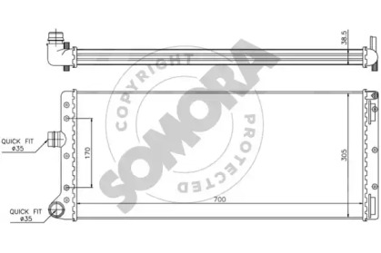 Радиатор, охлаждение двигателя SOMORA 081340E