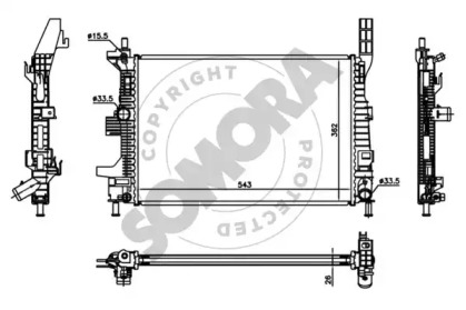 Радиатор, охлаждение двигателя SOMORA 093840A