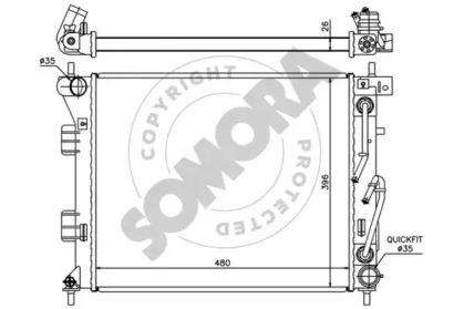 Радиатор, охлаждение двигателя SOMORA 112340A