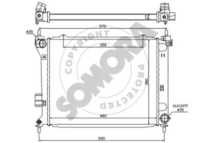 Радиатор, охлаждение двигателя SOMORA 130740B