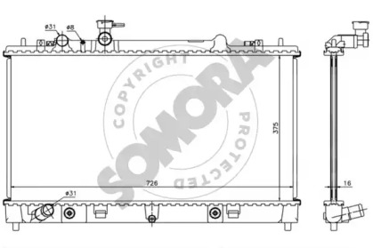 Радиатор, охлаждение двигателя SOMORA 161340D