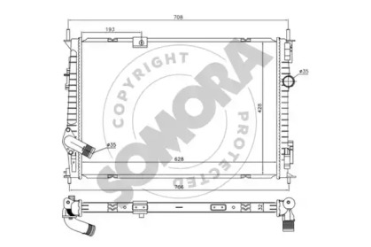 Радиатор, охлаждение двигателя SOMORA 198040D