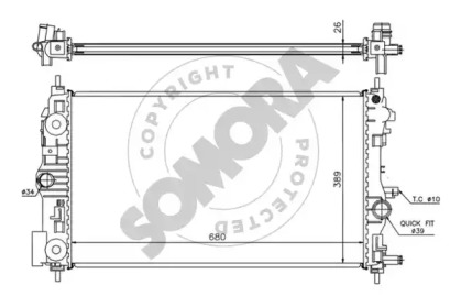Радиатор, охлаждение двигателя SOMORA 210840G