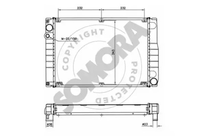 Радиатор, охлаждение двигателя SOMORA 233140