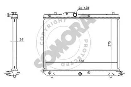 Радиатор, охлаждение двигателя SOMORA 301540B