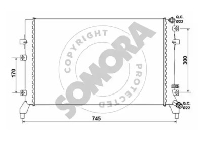 Радиатор, охлаждение двигателя SOMORA 351140