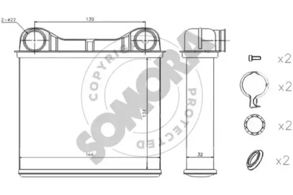 Теплообменник, отопление салона SOMORA 170250A