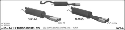 Система глушителя для спортивного автомобиля IMASAF 504000037