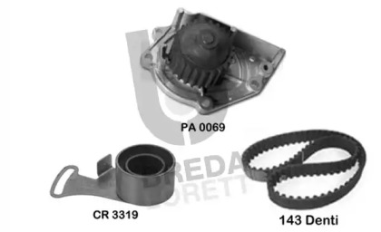 Водяной насос + комплект зубчатого ремня BREDA LORETT KPA0411A