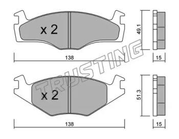 Комплект тормозных колодок, дисковый тормоз TRUSTING 047.0
