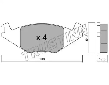 Комплект тормозных колодок, дисковый тормоз TRUSTING 049.0