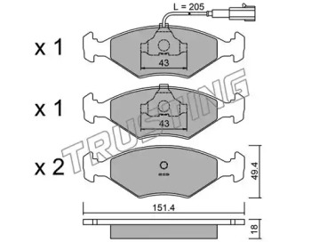 Комплект тормозных колодок TRUSTING 059.4