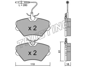 Комплект тормозных колодок TRUSTING 108.0