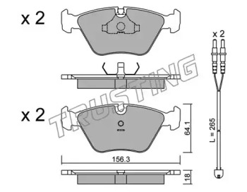 Комплект тормозных колодок TRUSTING 124.2W