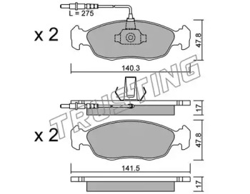 Комплект тормозных колодок TRUSTING 159.0