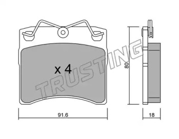 Комплект тормозных колодок TRUSTING 166.0