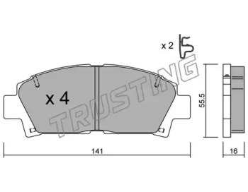 Комплект тормозных колодок TRUSTING 169.0