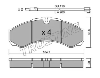 Комплект тормозных колодок TRUSTING 221.7W