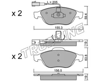 Комплект тормозных колодок TRUSTING 229.0