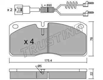 Комплект тормозных колодок TRUSTING 278.3W