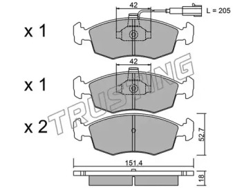 Комплект тормозных колодок TRUSTING 283.0