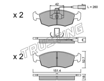 Комплект тормозных колодок TRUSTING 283.1