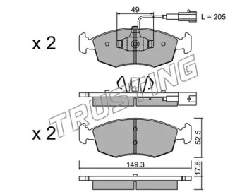 Комплект тормозных колодок TRUSTING 283.4