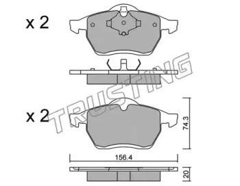 Комплект тормозных колодок TRUSTING 288.0
