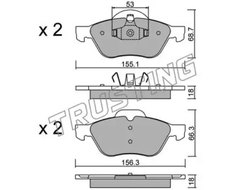Комплект тормозных колодок TRUSTING 344.0