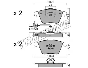 Комплект тормозных колодок TRUSTING 565.1