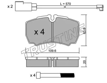 Комплект тормозных колодок TRUSTING 620.2W