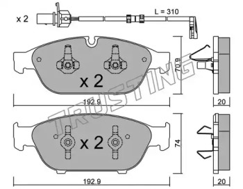 Комплект тормозных колодок TRUSTING 969.0W