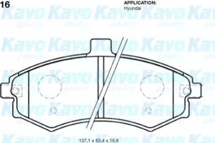 Комплект тормозных колодок KAVO PARTS BP-3016