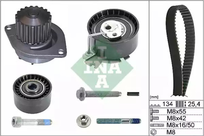 Водяной насос + комплект зубчатого ремня INA 530 0379 30