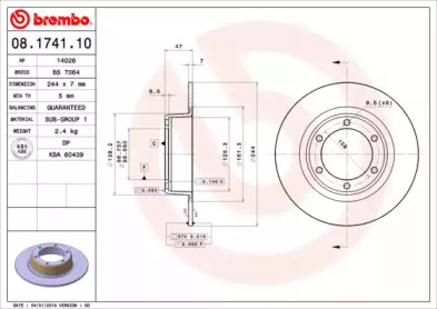 Тормозной диск A.B.S. 08.1741.10