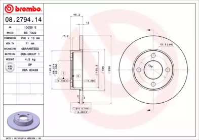 Тормозной диск A.B.S. 08.2794.14