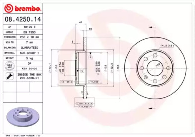 Тормозной диск A.B.S. 08.4250.14