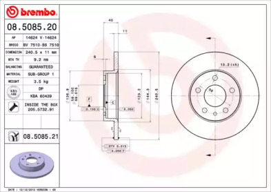 Тормозной диск A.B.S. 08.5085.21