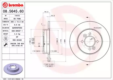 Тормозной диск A.B.S. 08.5645.60