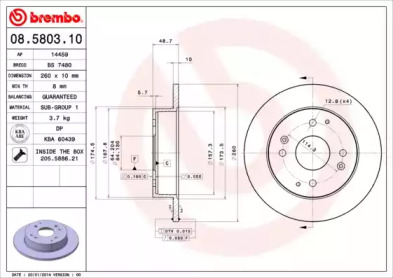 Тормозной диск A.B.S. 08.5803.10