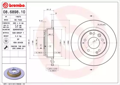 Тормозной диск A.B.S. 08.6898.10