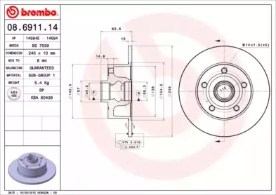 Тормозной диск A.B.S. 08.6911.14