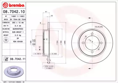 Тормозной диск A.B.S. 08.7042.11