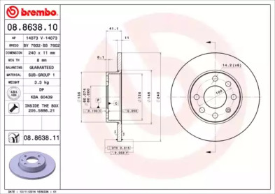 Тормозной диск A.B.S. 08.8638.10