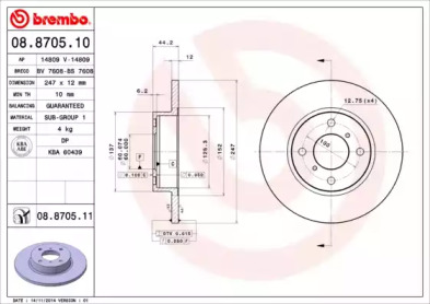 Тормозной диск A.B.S. 08.8705.10