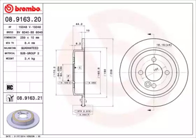 Тормозной диск A.B.S. 08.9163.21