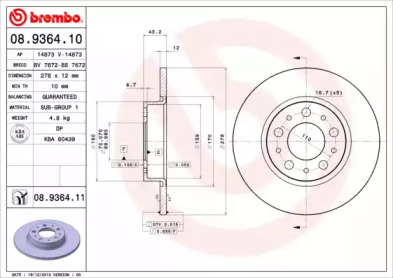 Тормозной диск A.B.S. 08.9364.11